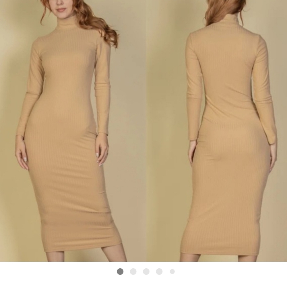 Beige Ribbed Long Sleeve Top